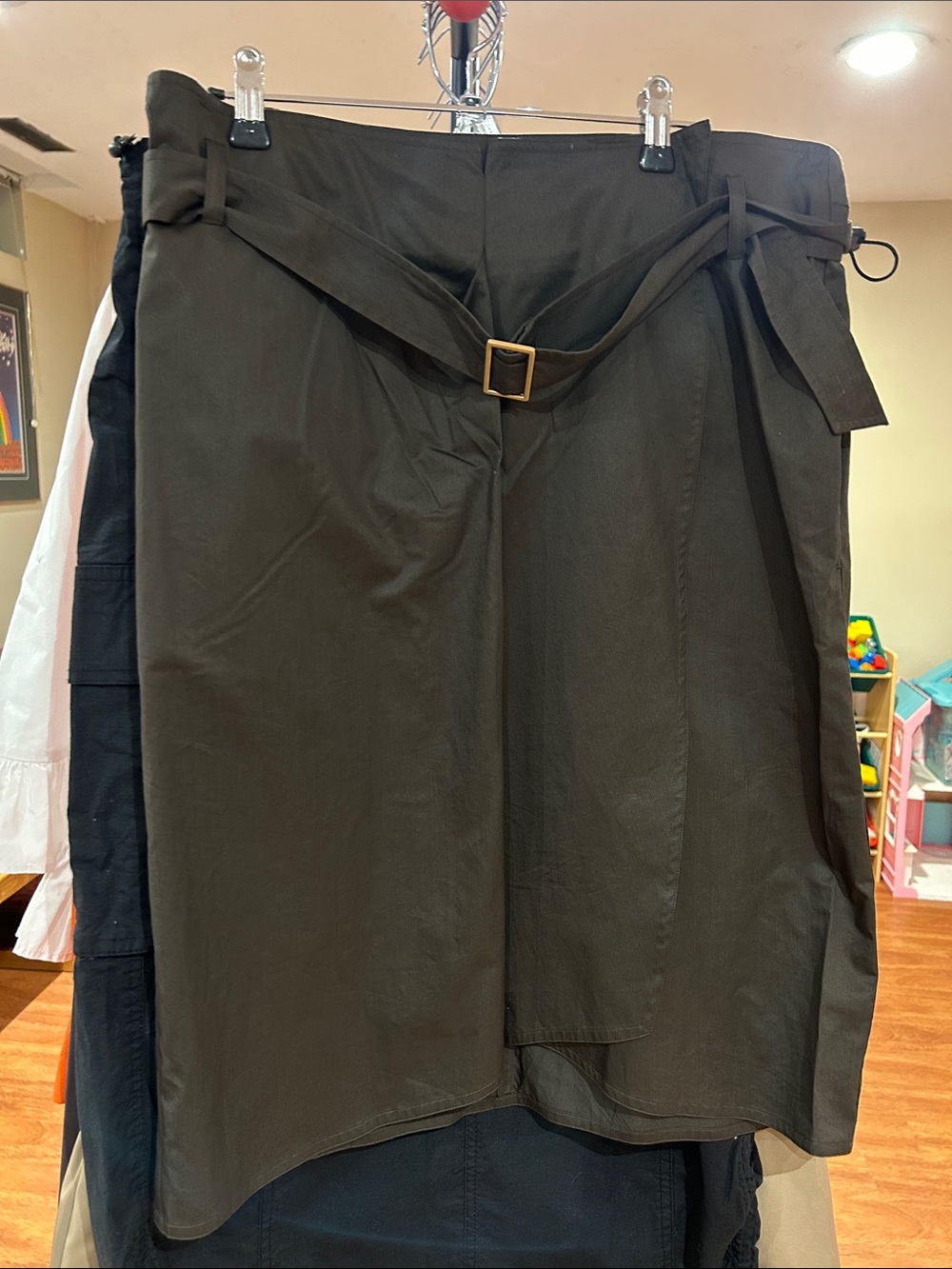 High-Waist Belted Pencil Skirt - Dark Brown